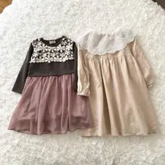 ベビー服 90cm おまとめ ワンピース 2点 女の子 ナチュラル系