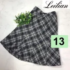 レリアンのウエストゴムのチェックスカート13号大きいサイズ
