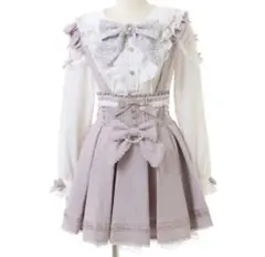 LIZLISA ワンピース 長袖 ピンク スピンドルヨークティアード