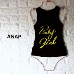 300円〜 ANAP レディーストップス タンクトップ 黒 リブ ロゴプリントのサムネイル