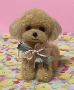 羊毛フェルト☆トイプードル☆コンチネンタルクリップ☆シルバー