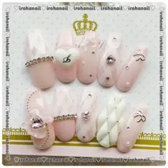 ネイルチップ オーダー受付中 量産型 ワンホン フレンチガーリー ロング ピンク