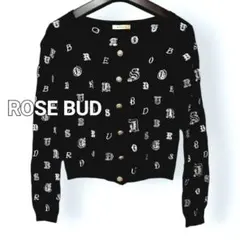 ROSE BUD 丈短め カーディガン クロップド丈 ボレロ 刺繍模様 脚長効果