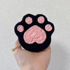 美品】carmine カーマイン アニマルフェイス ミニウォレット 猫 黒猫
