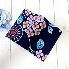 着物リメイク❁ 文庫本サイズ ブックカバー あじさい柄 ハンドメイド