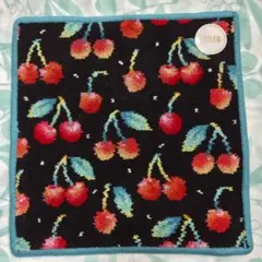 チェリードット　ハンカチ　ブラック×ブルー　フェイラー