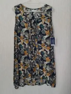 エシーム　ボタニカル模様　ノースリーブチュニック　М　レーヨン100%