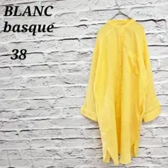 ブランバスク 【F】 長袖シャツワンピース リネン パールボタン バンドカラー