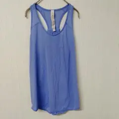 ルルレモン 【L】タンクトップ ノースリーブ ボーダー ブルー ナイロン ヨガ