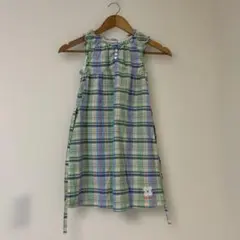 130ですが小さめ　miki HOUSE チェック柄ワンピース(ほつれあり)