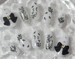 花柄リボンデザインネイルチップ10個セット