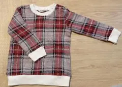 チェック柄ニットセーター 赤