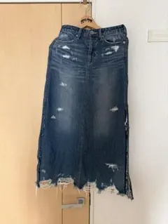 GYDA デニムロングスカート ダメージ加工 Sサイズのサムネイル