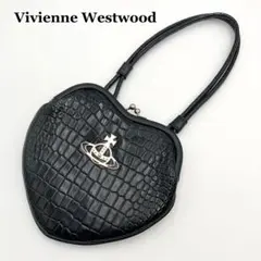 レア！極美品✨ヴィヴィアン ミニバッグ 黒 オーブ ハート クロコ型押し がま口