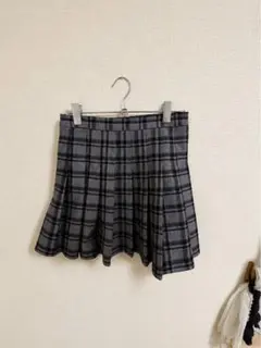 グレー系チェック プリーツミニスカート