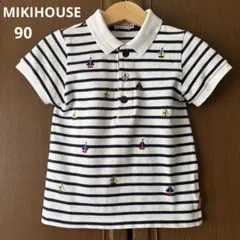 ミキハウス　半袖　マリン　シャツ　ボーダー　ポロシャツ　男の子　ヨット　春　夏