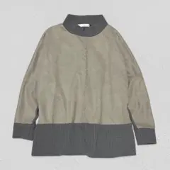 Boujeloud♡異素材切替えニット スエード調プルオーバー　Fのサムネイル