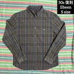 50s 復刻 llbeen 長袖シャツ チェック 筆記体タグ