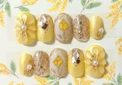 ネイルチップNo,530 チューリップネイル❁⃘*ぷっくりお花 イエロー