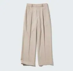 ユニクロ　タックワイドパンツ　ベージュ　Sサイズ