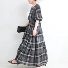 【新品タグ付き】B.C STOCK ボイルティアード袖バルーンワンピース