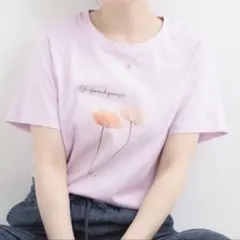 【SHOO • LA • RUE】フェミニンプリントTシャツ ピンク色系　M