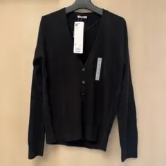 【新品未使用】カシミヤタッチ　Vネックカーディガン　ジーユー　黒　M GU