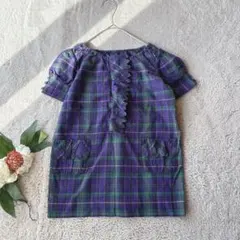 美品(120)ラルフローレン/キッズ半袖シャツ/ブラウス/女の子/チェック