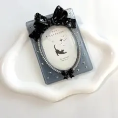 硬質ケース デコ ハンドメイド ブラックリボン B8