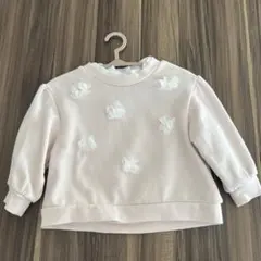 プティマイン　トレーナー ピンク80cm フラワー装飾 ピンク 長袖トレーナー