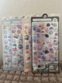 動物 水族館 おばけ ボンボンドロップシール 4枚セット