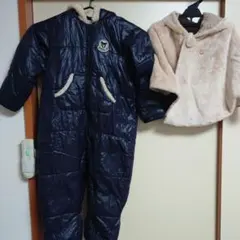 【お値下げ】ミキハウス　ジャンプスーツ（М）&ポンチョセット