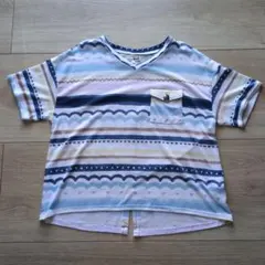 チチカカ 半袖Tシャツ ボーダー柄 ポケット付のサムネイル