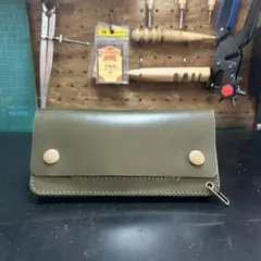 ハンドメイド]トラッカーウォレット オールドアメリカ ブラック茶芯180