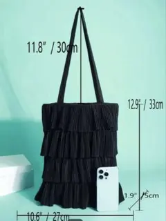 SHEIN フリル ディティール スクエアバッグ ブラック