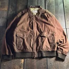 古着　本革スエード　A2フライトジャケット　短丈ボンバージャケット　L ブラウン