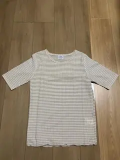 coen 半袖 Tシャツ チェック柄 ベージュ Mサイズのサムネイル