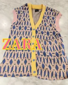 ZARA 幾何学模様 ニットベスト