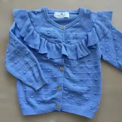 H&M フリル付きブルーカーディガン 3-4Y
