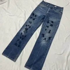 Lee デニムパンツ 一点物 スカル 蝶 グランジ - メルカリ
