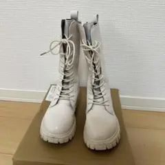 SHEIN シーイン 編み上げ ロングブーツ ホワイト 21cm相当