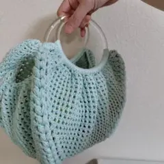 ころりん編みバック水色大
