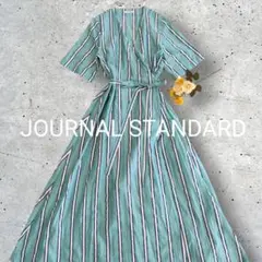 ジャーナルスタンダード ストライプ カシュクール ロングワンピース 緑