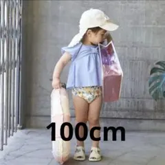 プティマイン 100 ライトブルー 花柄 タンキニ セパレート 水着