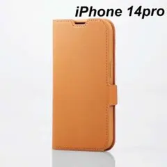 iPhone 14 Pro ソフト レザー 手帳型 ケース ブラウン 色 1個
