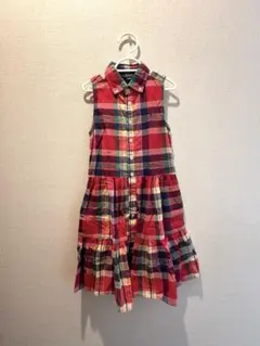 ラルフローレン　ガールズ　チェックノースリーブシャツワンピース