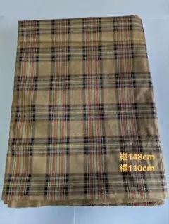 ベージュと黒のチェック柄綿生地