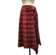 【美品】ノワールケイニノミヤ　サスペンダー付き赤チェックプリーツスカート 2026年最新】noir kei ninomiya レディース ロング プリーツスカートの