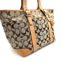 COACH コーチ シグネチャー トートバッグ ブラウン ベージュ 美品