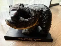 伝統工芸】北海道 木彫りの熊 鮭背負い・鮭喰い 銘・日付入り 昭和